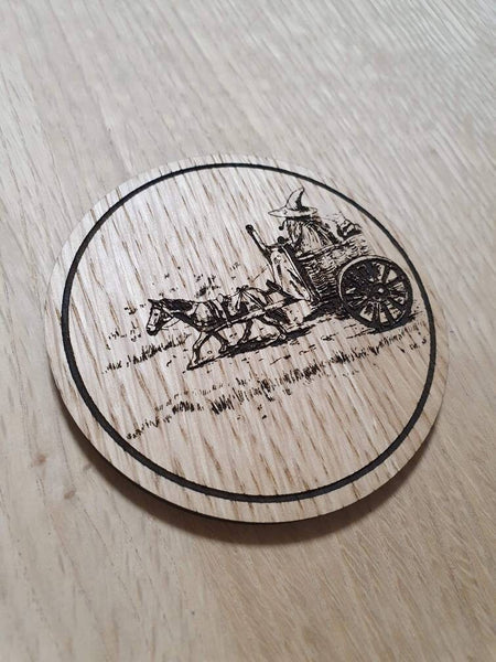 Laser cut wooden coaster personalised. Lord of the rings LOTR Gandalf