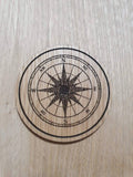 Laser cut wooden coaster personalised. Compass