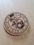 Laser cut wooden coaster personalised. Signs of the zodiac capricorn star sign