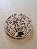 Laser cut wooden coaster personalised. Signs of the zodiac gemini star sign