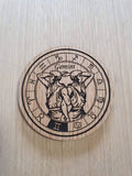 Laser cut wooden coaster personalised. Signs of the zodiac gemini star sign