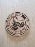 Laser cut wooden coaster personalised. Signs of the zodiac scorpio star sign