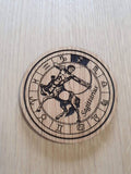 Laser cut wooden coaster personalised. Signs of the zodiac sagittarius star sign