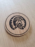 Laser cut wooden coaster personalised. vigor return to sender