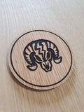 Laser cut wooden coaster personalised. vigor charge