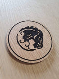 Laser cut wooden coaster personalised. vigor bucking bronco