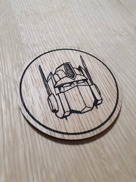 Laser cut wooden coaster personalised. Leader 1980s cartoon