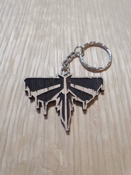 Lasercut wooden keyring keychain. fireflies look for the light