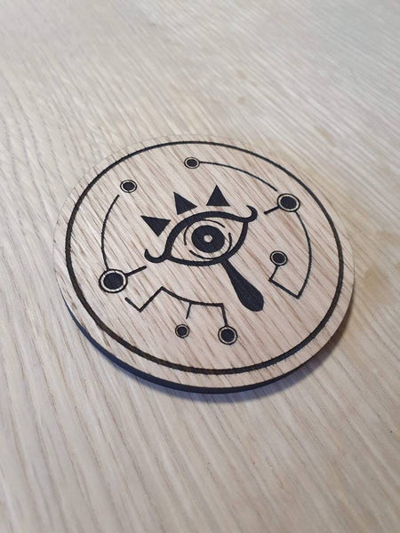 Laser cut wooden coaster personalised. Legend shiekah slate
