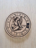 Laser cut wooden coaster personalised. Signs of the zodiac virgo star sign