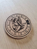 Laser cut wooden coaster personalised. Signs of the zodiac virgo star sign