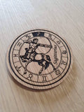 Laser cut wooden coaster personalised. Signs of the zodiac sagittarius star sign