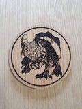 Laser cut wooden coaster personalised. Lord of the rings LOTR balrog