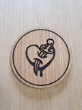 Laser cut wooden coaster personalised. vigor possession