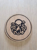 Laser cut wooden coaster personalised. vigor undertow