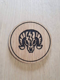 Laser cut wooden coaster personalised. vigor charge