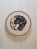 Laser cut wooden coaster personalised. vigor bucking bronco
