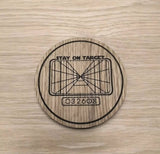 Laser cut wooden coaster personalised. stay on target