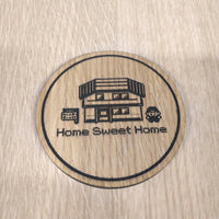 Laser cut wooden coaster personalised. 8bit video game home sweet home