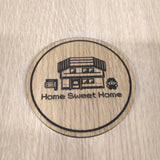 Laser cut wooden coaster personalised. 8bit video game home sweet home