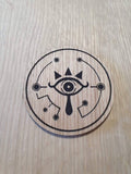 Laser cut wooden coaster personalised. Legend shiekah slate