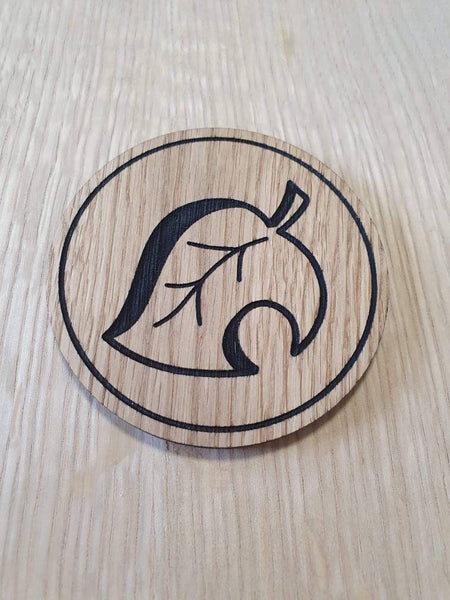 Laser cut wooden coaster personalised. leaf