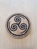 Laser cut wooden coaster personalised. horn triskelion Viking nordic