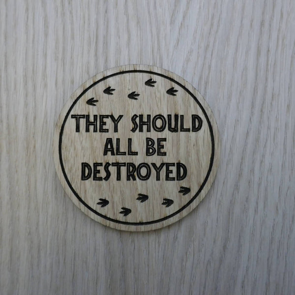 Laser cut wooden coaster personalised. Jurassic Park movie quote