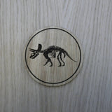 Laser cut wooden coaster personalised. Triceratops Dinosaur Skeleton Fossil