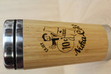 Lasercut Travel Mug personalised - S-Steel with 100% Bamboo exterior - nuka cola