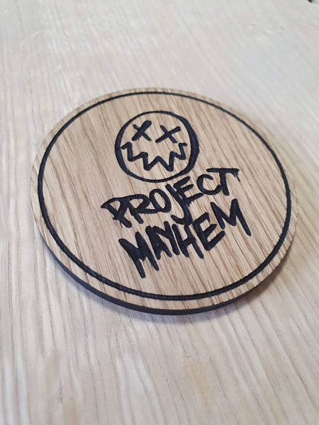 Laser cut wooden coaster personalised. Project mayhem fight Club