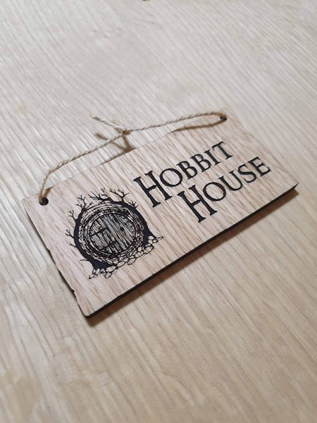 Lasercut wooden sign personalised . LOTR Hobbit house sign, 13cm x 6.5 cm