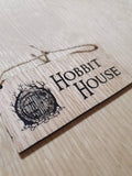 Lasercut wooden sign personalised . LOTR Hobbit house sign, 13cm x 6.5 cm