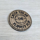 Laser cut wooden coaster personalised. Flippity flip inspiration office Quote