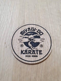 Laser cut wooden coaster personalised. karate dojo
