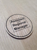 Laser cut wooden coaster personalised. Assistant to regional manager office Quote