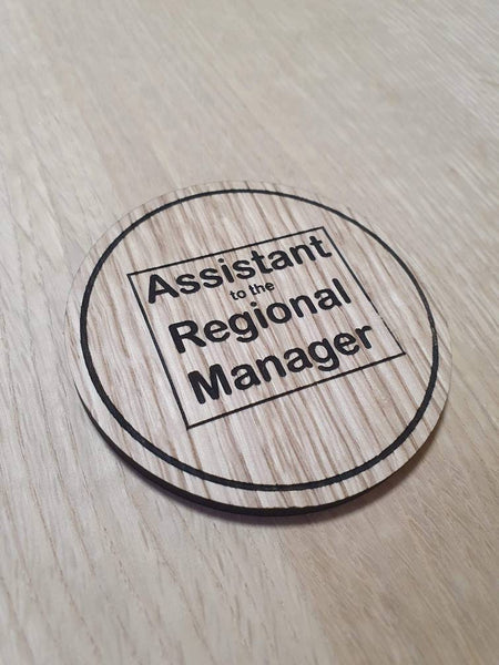 Laser cut wooden coaster personalised. Assistant to regional manager office Quote