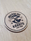 Laser cut wooden coaster personalised. karate dojo