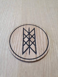 Laser cut wooden coaster personalised. Web of Wyrd Nordic Viking