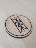 Laser cut wooden coaster personalised. Web of Wyrd Nordic Viking