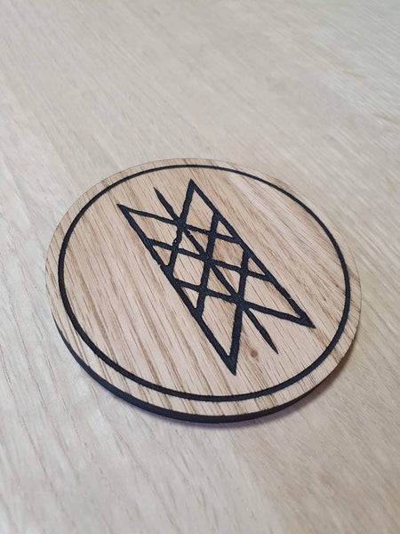 Laser cut wooden coaster personalised. Web of Wyrd Nordic Viking