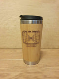 Lasercut Travel Mug - S-Steel with 100% Bamboo exterior - Stay on target.