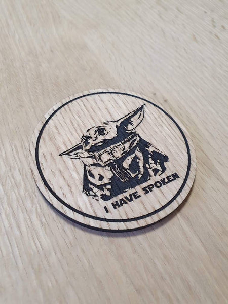 Laser cut wooden coaster personalised. The child I have spoken