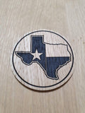 Laser cut wooden coaster personalised. Texas The Lone Star State