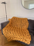 Chunky wool arm knitted blanket throw. Handmade