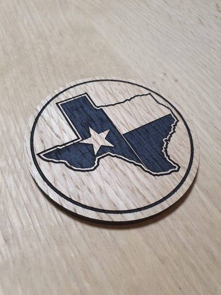 Laser cut wooden coaster personalised. Texas The Lone Star State