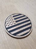 Laser cut wooden coaster personalised. America flag