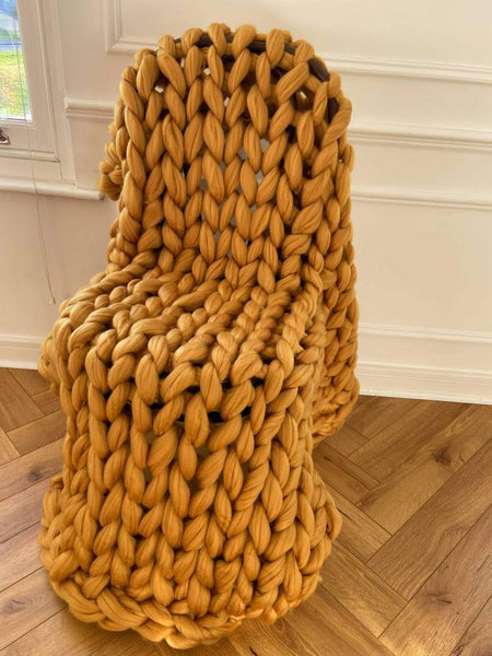 Chunky wool arm knitted blanket throw. Handmade