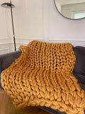 Chunky wool arm knitted blanket throw. Handmade