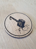 Laser cut wooden coaster personalised. Mjolnir